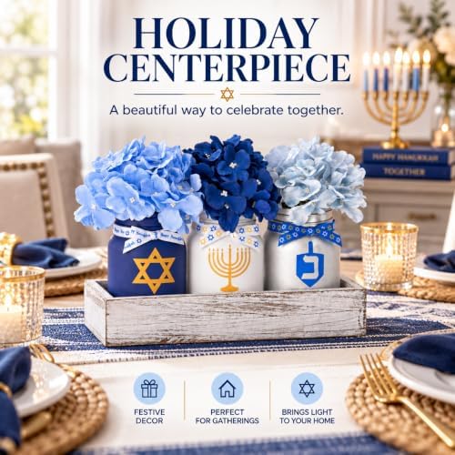 Hanukkah Decorations for Home, Chanukah Table Decor Indoor/Outdoor