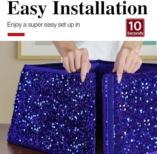 XmasExp Christmas Tree Collar, 24 inch Sequin Tree Skirt Stand Base Cover for Home Decor, Medium Size 4 Piece, Blue