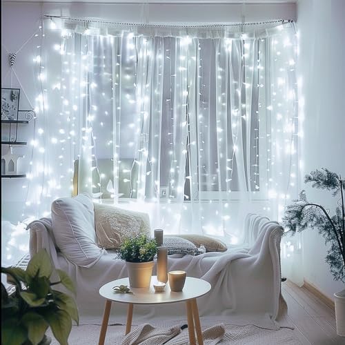 JMEXSUSS 150 LED Connectable White Christmas Lights Indoor for Bedroom