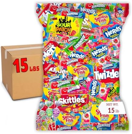 Bulk Candy Variety Pack - 15 lb - Bulk Individually Wrapped Candy- Candies - Trick Or Treat Candies - Pinata Filler Stuffers - Pinata Stuffers - Party Favors - July 4th