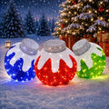 3 Pcs Outdoor Christmas Ornaments, Lighted Pop-Up Holiday Ball Decoration with 240 LED Lights, 8 Light Functions, Lighted Collapsible Christmas Outdoor Decorations for Yard, Patio, Home