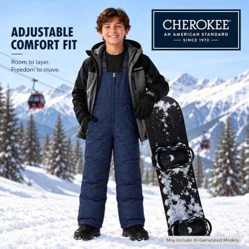 Cherokee Kids Snow Bibs - Insulated Ski Pants Overalls for Boys and Girls