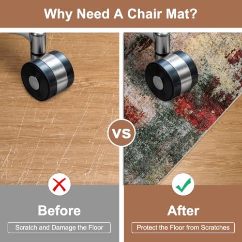 Anidaroel 36"x60" Chair Mat for Hardwood Floor, Anti-Slip Desk Chair Mat for Hardwood, Under Desk Rug for Rolling Chair, Low Pile Carpet Protector Mat for Office Chair