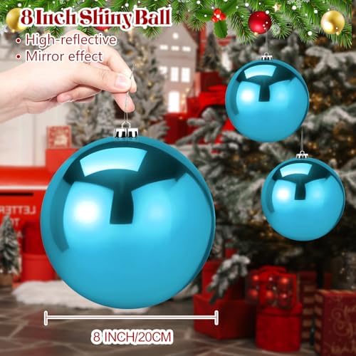 Zubebe 6 Pcs 8 Inch Large Outdoor Christmas Ball Ornaments,Ice Blue