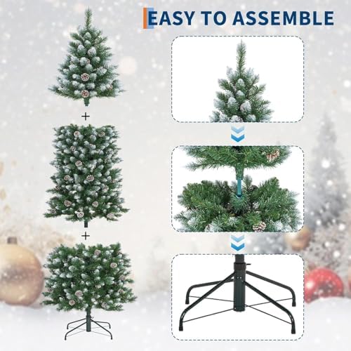 GarveeHome Pencil Christmas Tree Pre-lit Slim Holiday Decoration, Skinny Décor LED Lights, Metal Stand,Xmas Tree for Room, Bedroom, Apartment, Outdoor Porch, Office (Green and White, 9 ft)