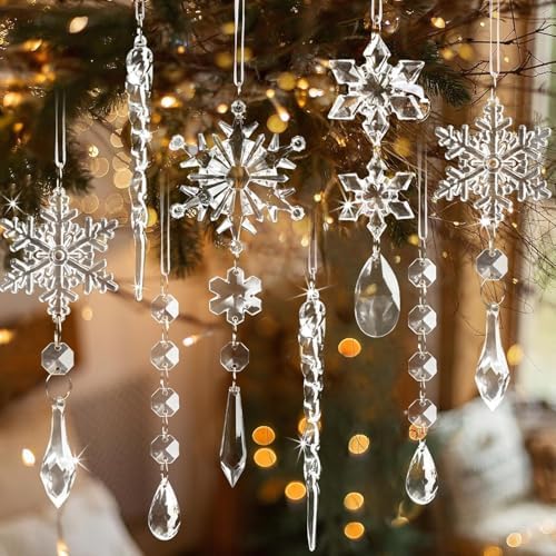 Crystal Ornaments for Christmas Tree Winter Wonderland Decorations