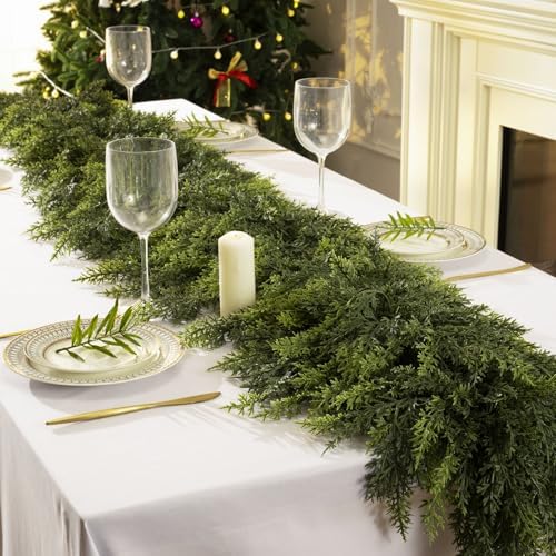6Ft Christmas Garland,Real Touch Cedar Garland,Realistic Faux Pine Garlands