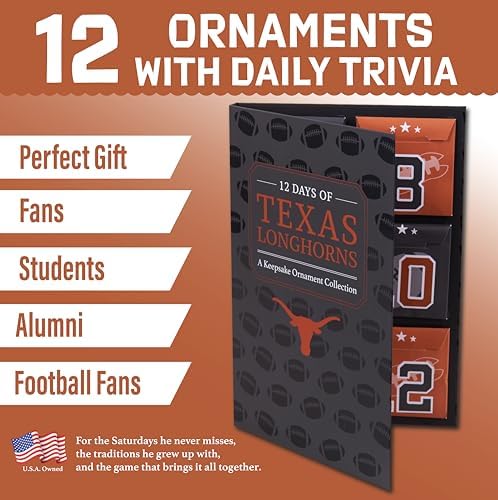 Texas Longhorns 12-Day Christmas Ornament Advent Calendar UT Football Gift