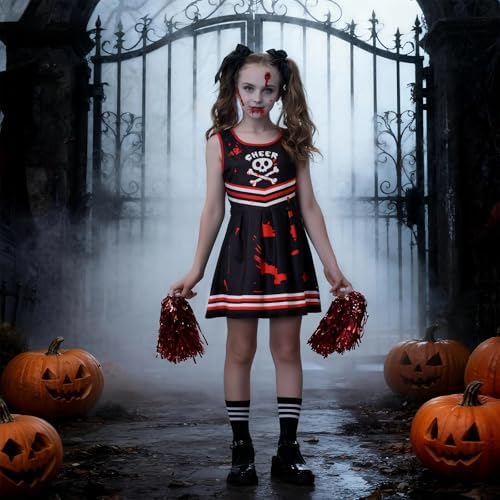 10Pcs Halloween Zombie Cheerleader Costume for Girls Party