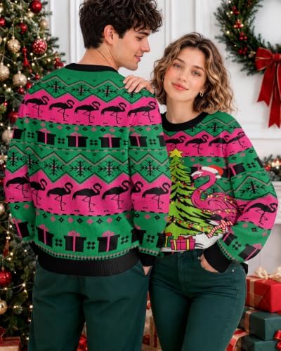 34HD Ugly Xmas Sweater–Funny Knit Christmas Sweater for Women & Men 2025, Long Sleeve Crewneck Holiday Pullover, Unisex Gift