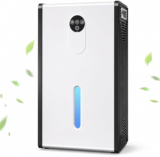 Dehumidifier for Basement, 1076 sq.ft Dehumidifiers for Home Bedroom Bathroom RV with Drain Hose, 72 OZ Quiet Portable Dehumidifier with Auto Shut Off, Auto Defrost, 7 Color LED Light, Sleep Mode