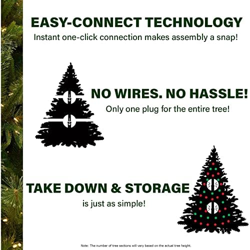 Fraser Hill Farm Woodside Pine Christmas Tree, 9 Feet Tall, Faux Xmas Tree Includes Warm White LED Lights with Easy to Connect Features, Great Indoor Holiday Décor