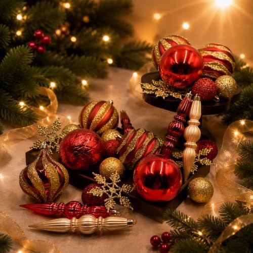 Emberlane Christmas Ball Ornament Set,50PCS,Shatterproof with Hooks