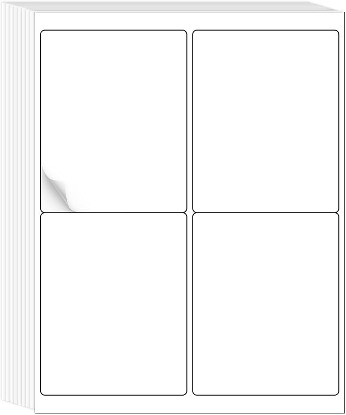 L LIKED 4" x 5" Printable 120 Labels White Matte Shipping Address Labels Stickers for Laser/Inkjet Printer (30 Sheets)