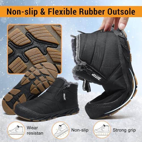 ziitop Snow Boots Mens Waterproof Winter Boots Fur Lined Warm Ankle Boots