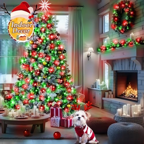 KNONEW Outdoor Christmas Lights 500 LED 197ft String Lights 8 Modes & Memory Fairy Light Plug in Waterproof LED String Lights for Xmas Yard Tree Wedding Decoration (Red and Green)