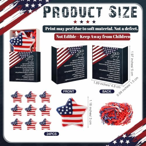 Wettarn 72 Sets Patriotic Theme Gifts American Flag Pattern Star with Boxes