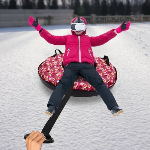 35-Inch Inflatable Snow Tube Sled for Kids & Adults, Heavy-Duty Oxford Cloth Winter Sledding Tube with Handles & Cushion, Cold-Resistant Ski Circle for Downhill Snow Sledding, 198 lbs Capacity