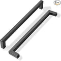 khtumeware 2 Pack 7-1/2 inch Center to Center Solid Black Cabinet Pulls Square Bar Drawer Handles Cabinet Handles Matte Black Drawer Pulls Kitchen Cabinet Hardware