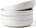famiware Milkyway 33 oz Pasta Bowl Set of 4, Scratch-Resistant Stoneware Salad Bowls, Stackable, Dishwasher & Microwave Safe, Lead-Free, White
