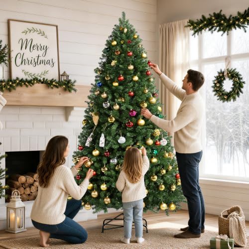 Yaheetech 9ft Pre-lit Christmas Tree with 850 Warm White Lights, Green