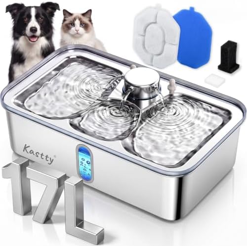 Kastty 17L/4.5 Gal Stainless Steel Dog Water Fountain for Large Dog,FS84