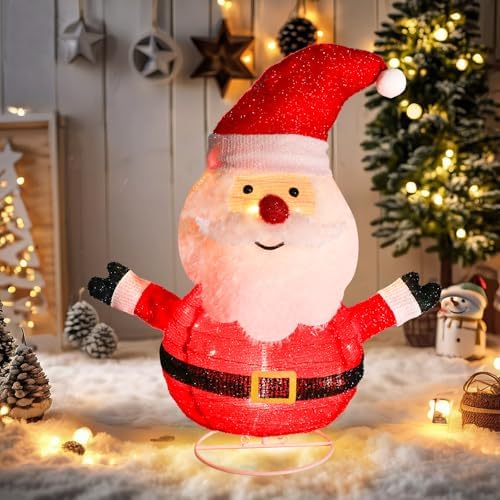 24.5" Lighted Christmas Santa, 3D Pre‑Lit Indoor Outdoor Decor