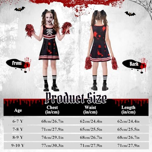 10Pcs Halloween Zombie Cheerleader Costume for Girls Party