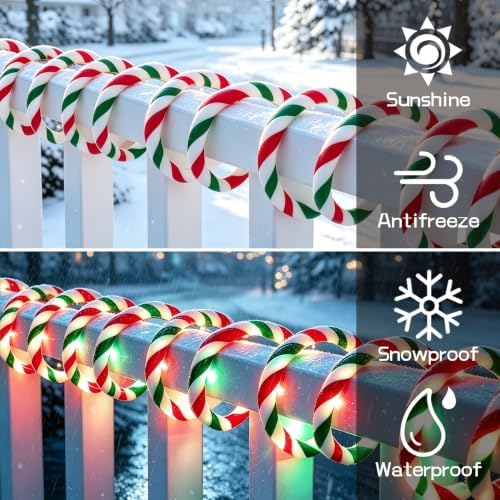 Christmas Candy Cane Lights, 33ft White & Red & Geeen Christmas Rope Lights