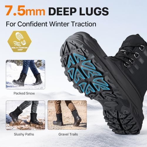 FREE SOLDIER Men's Waterproof Winter Snow Boots Removable Liner