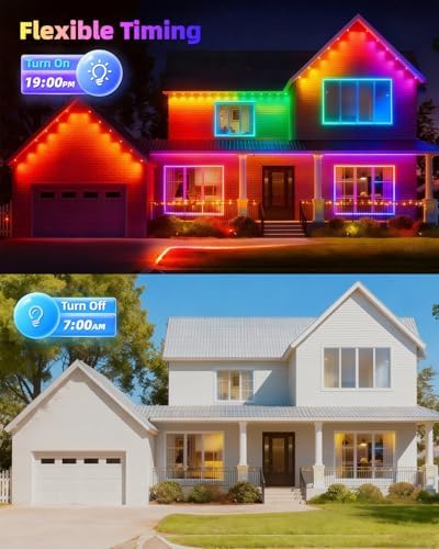oneup 200FT Permanent Outdoor Lights for House, RGB Smart LED Eave Light IP67 Waterproof, DIY Scene Modes, App Voice Control, DIY Timer, for Christmas Holiday Party Outside Decor