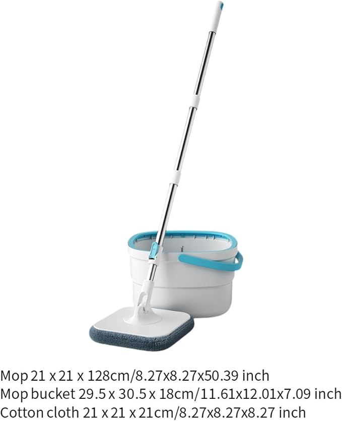 Mop and Bucket Set Microfiber Mops Stainless Steel Reusable Flat Mop Bucket Lazy Mop for Hotel Bathroom Baseboard Wall Corner with 4 Mop Pads(with 4 Mop Pads)