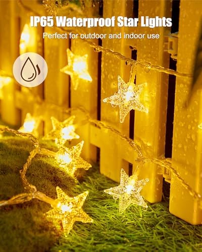 Minetom 66ft Plug in Star String Lights Plug in with Remote and Timer