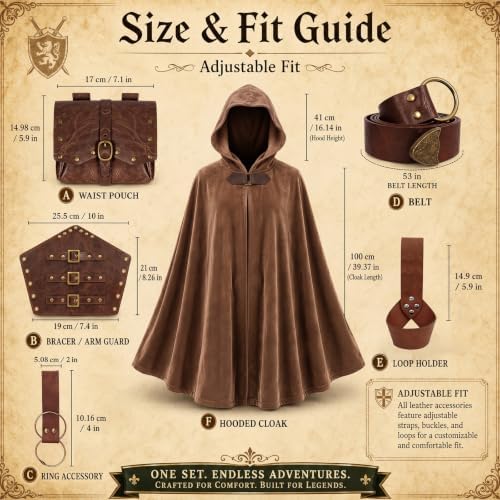 Renaissance Costume for Men, Viking Cloak Set, Ren Faire Halloween