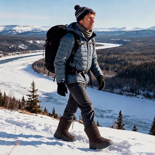 EQW Men's Insulated Snow Boots, -25°F Cold Rated Hook Loop Easy On