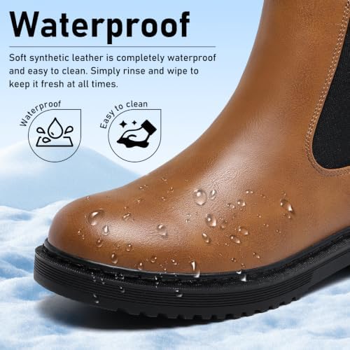Womens Winter Chelsea Boots Warm Faux Fur Lined Chunky Lug Ankle Booties