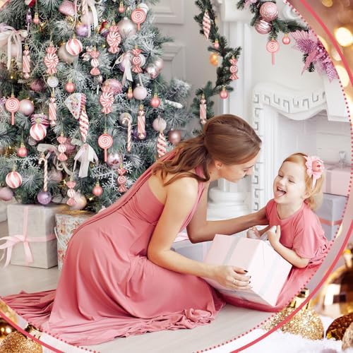 96 Pcs Christmas Tree Ornaments Rose Gold Candy Ball Ornament