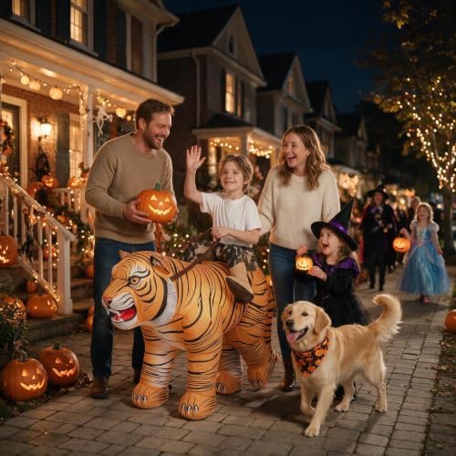 One Casa Inflatable Tiger Costume for Kids,Blow Up Ride Animal Suit