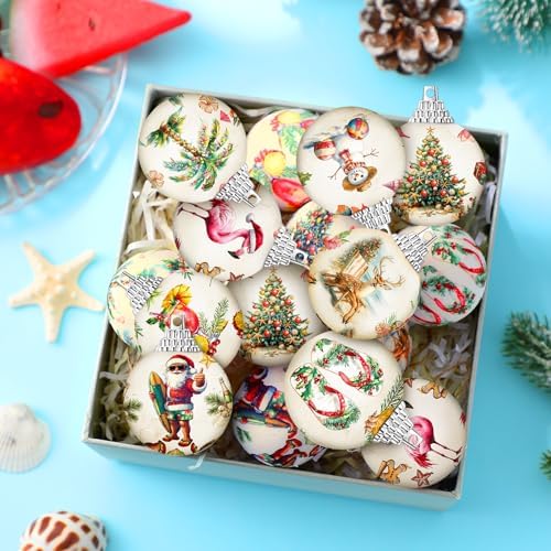 Outus 16 Pcs Christmas Tree Ornaments Ball Vintage Christmas Hanging Decor