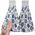 Fall Blue White Pumpkin Kitchen Towels with Hanging Loop Autumn Thanksgiving Chinoiserie Pumpkins Hanging Hand Towels Set of 2 Seasonal Dish Tie Towel Soft Absorbent Bath Towel