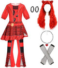 4-13 Years Rise of Red Girls Cosplay Costume Sets with, Role Playing Outfits Halloween Christmas Party