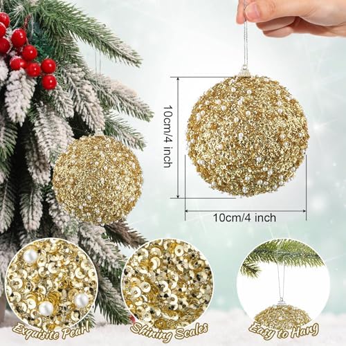 Lyrow 24 Pcs 4" Christmas Ball, Gold,Red
