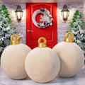Jetec 3 Pcs 32 Inch Giant Velvet Christmas Inflatable Balls, Creamy White