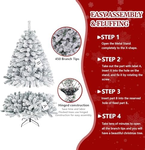 4ft Flocked Prelit Artificial Christmas Tree,Arbol de Navidad Xmas Tree