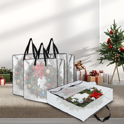 Garvee Christmas Wreath Storage Container, 8 Pack Moving Bags with Zipper
