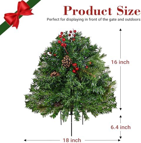 Lighted Christmas Urn Filler, 2 Pack 24 Inch Warm White Planter Decor