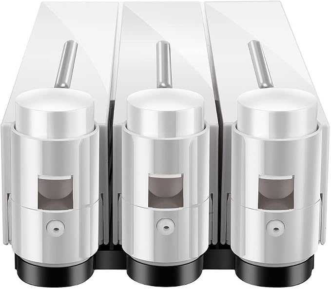 Liquid Soap Dispenser Wall Mount, 3 Chamber Bathroom Shower Pump Dispenser,Press Manually Lotion Soap Dispenser Use for Shampoo, Soap, Conditioner, Shower Gel, for Bathroom Kitchen Hotel (White)