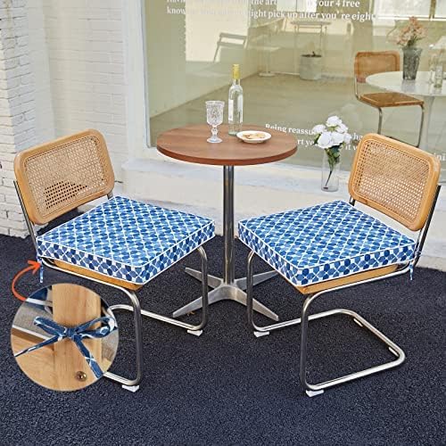JMGBird Outdoor Chair Cushions Set of 4, Water Resistant Seat Cushions 19 x 19 Inch with Ties Outdoor Cushions for Patio Furniture
