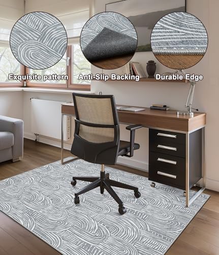 chakme Office Chair Mat for Hardwood Floor, 60"x45" Easy Glide Computer Desk Mat Protector for Rolling Chair Under Desk Rug Nonslip Backing, Machine Wash, (Arc)