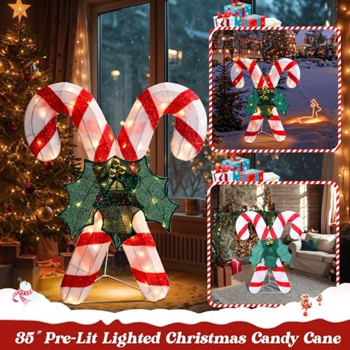 4 FT Lighted Christmas Candy Cane, Pre‑Lit Outdoor Yard Decor